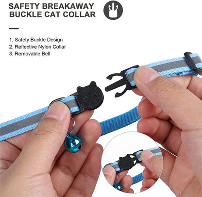 The breakaway buckle releases under pressure to keep a cat safe