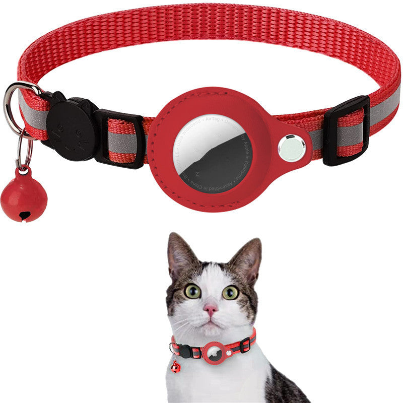 Omamori Collar in Beni Red, worn by a cat