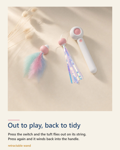 The Hanabi wand string retracts into the handle at the press of a button.